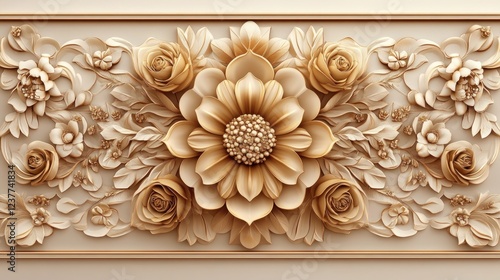 Ornate floral bas relief design
