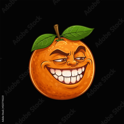 Grinning Orange A Cartoonish Citrus with Mischievous Charm