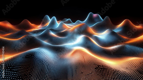 Abstract digital landscape with glowing