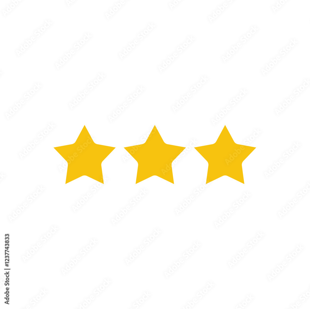 Three yellow stars vector icon Three yellow stars vector icon