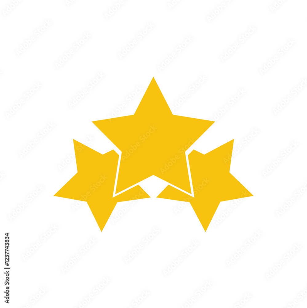 Three yellow stars vector icon Three yellow stars vector icon