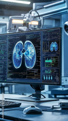 Wallpaper Mural Advanced medical imaging technology displaying detailed lung scans in a modern healthcare facility Torontodigital.ca