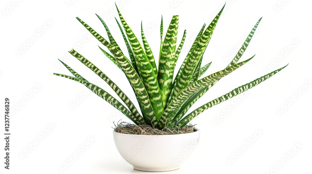 Modern indoor plant standing alone on a clean white background. A contemporary potted plant that brings a touch of greenery and freshness to an indoor space Modern indoor plant standing alone on a clean white background. A contemporary potted plant that brings a touch of greenery and freshness to an indoor space