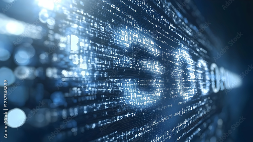 Digital code stream, data flow, security concept Digital code stream, data flow, security concept