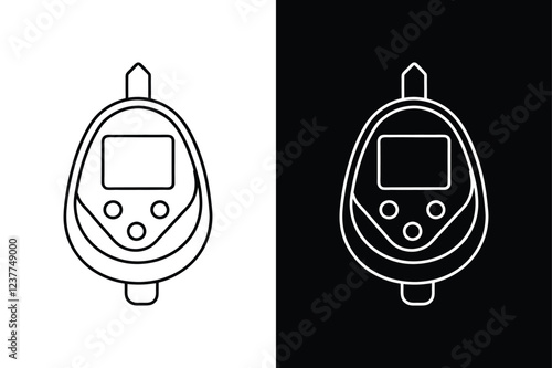 Minimalist Blood Glucose Meter Icon on Black & White Background. blood, diabetes, control, patient, glucose, insulin