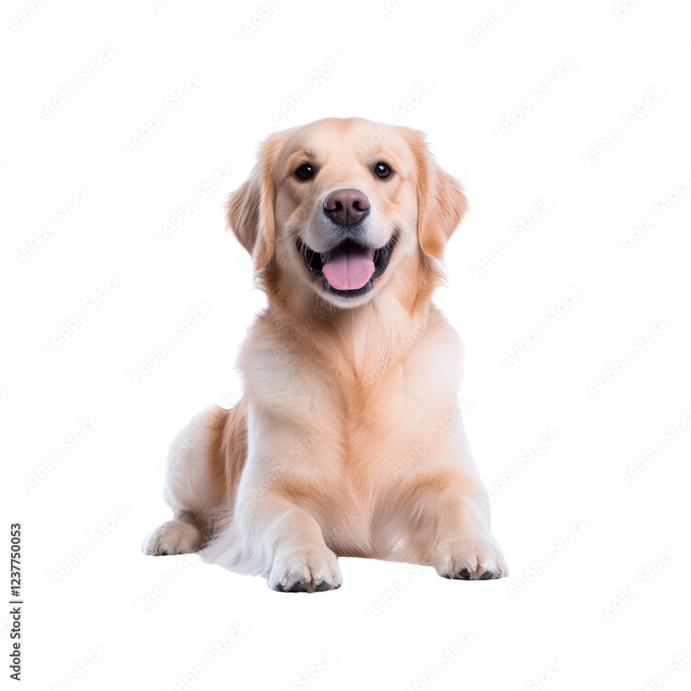 Happy Golden Retriever Puppy Lying Down, Studio Shot Happy Golden Retriever Puppy Lying Down, Studio Shot