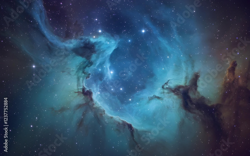 Fototapeta Naklejka Na Ścianę i Meble -   Bright blue space nebula Elements of this image High quality photo Generative AI