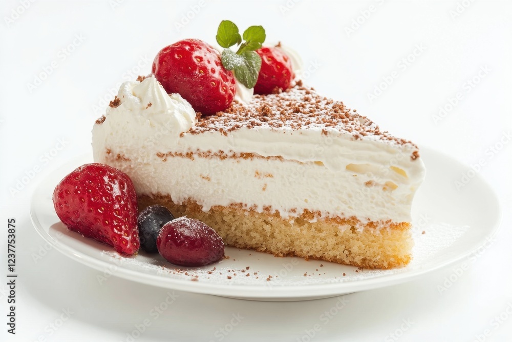 Delicious Strawberry Cake Slice With Cream And Chocolate Delicious Strawberry Cake Slice With Cream And Chocolate