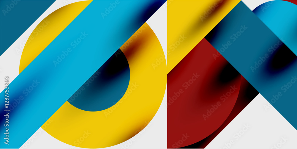Detailed composition of circles, semicircles, and triangles with glossy effects and smooth gradients. A sleek and modern vector design for creative and tech-inspired projects Detailed composition of circles, semicircles, and triangles with glossy effects and smooth gradients. A sleek and modern vector design for creative and tech-inspired projects
