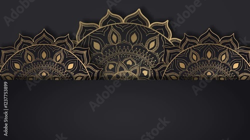 Islamic ornament black background video with arabic style and mandala flower circle animation for ramadan kareem, eid mubarak and islamic background