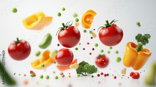 High-Quality 3D Illustration of Fresh Organic Vegetables and Fruits