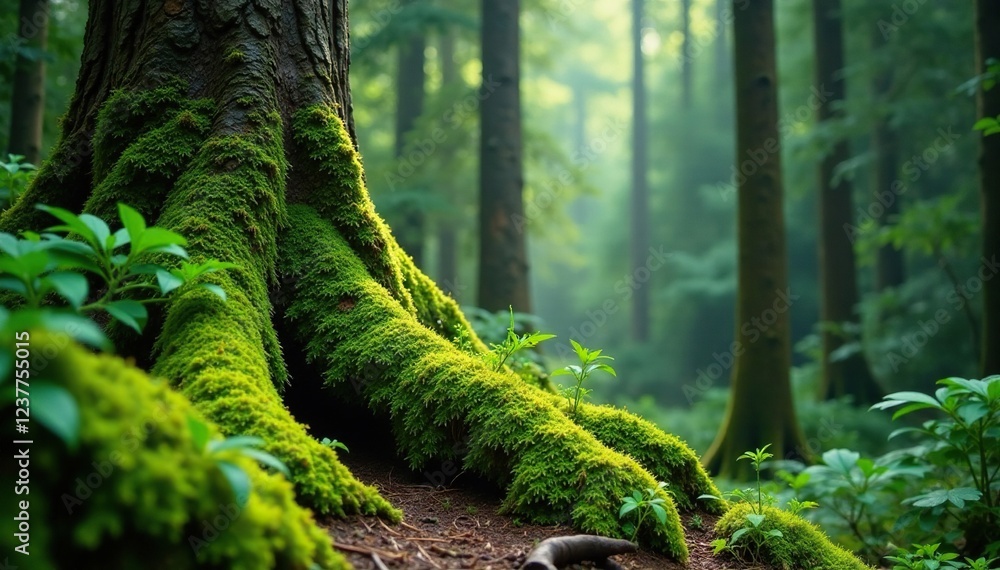 Moss and ferns in abundance on an ancient cypress, plants, cypress Moss and ferns in abundance on an ancient cypress, plants, cypress