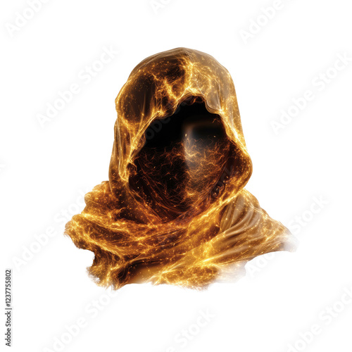 Fiery Hooded Figure Abstract Portrait of Mystery and Power
