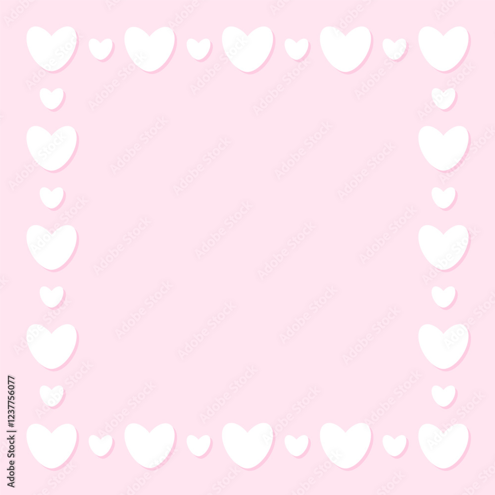 Elegant simple light pink background, card, banner with frame of hearts and place for your text. Vector illustration. Elegant simple light pink background, card, banner with frame of hearts and place for your text. Vector illustration.