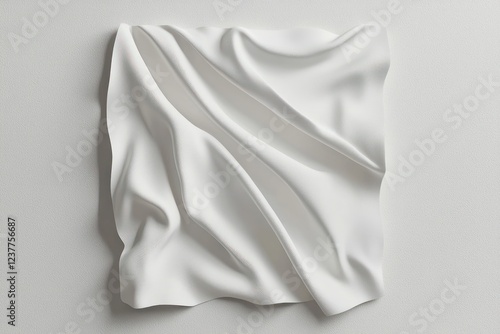 Monochrome square fabric patch, rendered in 3D with precise embroidery details against a soft neutral background.