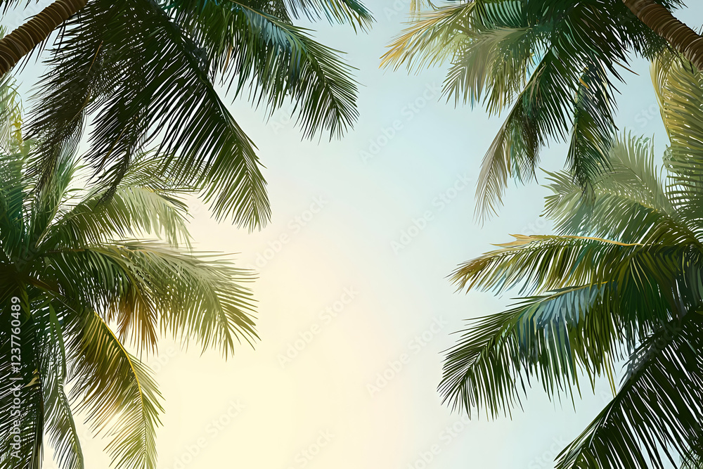 Fototapeta premium palm tree on blue sky