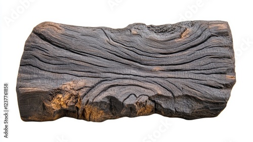 Rustic Charred Wood Piece with Natural Grain Texture and Design