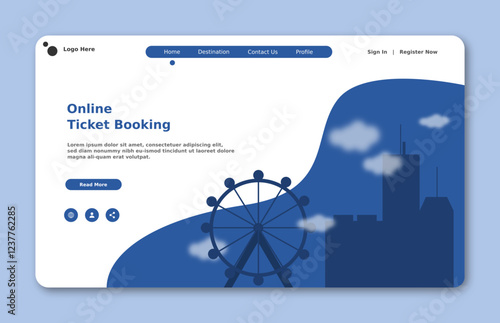 Travel website landing page. Graphical user interface for website page