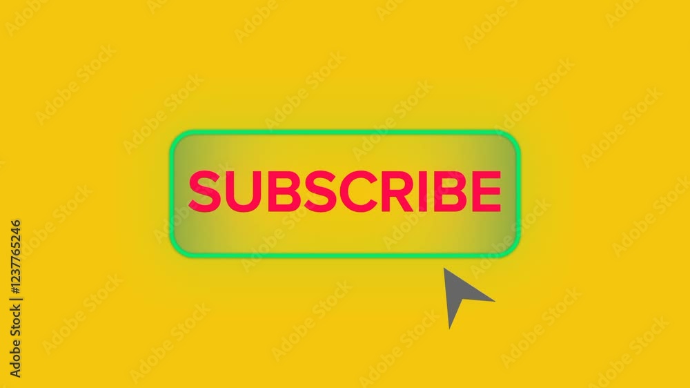 Subscribe button icon. Subscribe animation on yellow background. Subscribe button icon. Subscribe animation on yellow background.