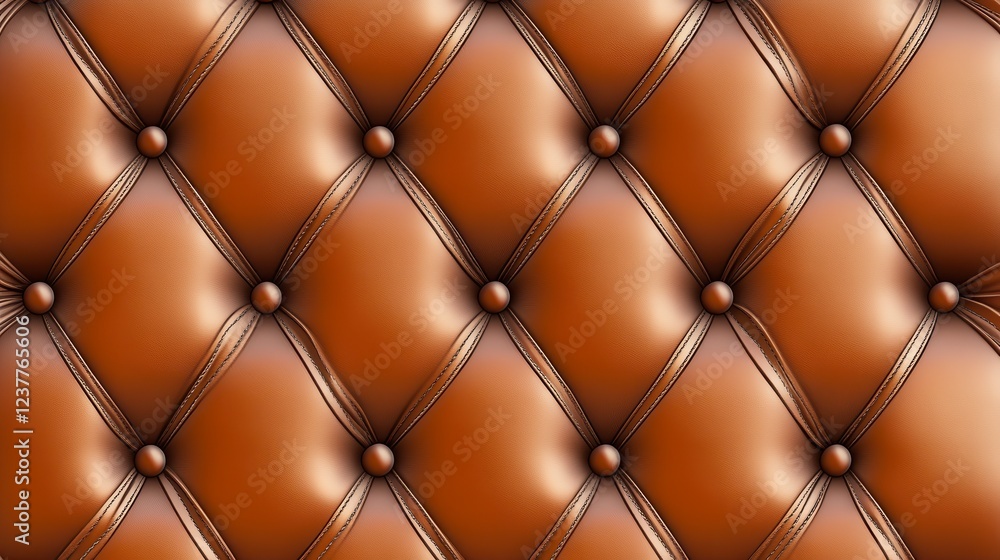 Brown Leather Upholstery with Diamond Pattern and Button Accents Brown Leather Upholstery with Diamond Pattern and Button Accents