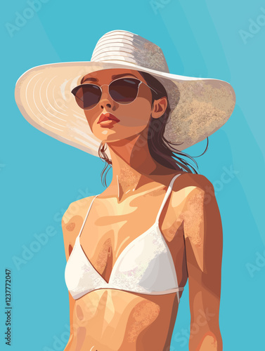 woman in bikini and hat