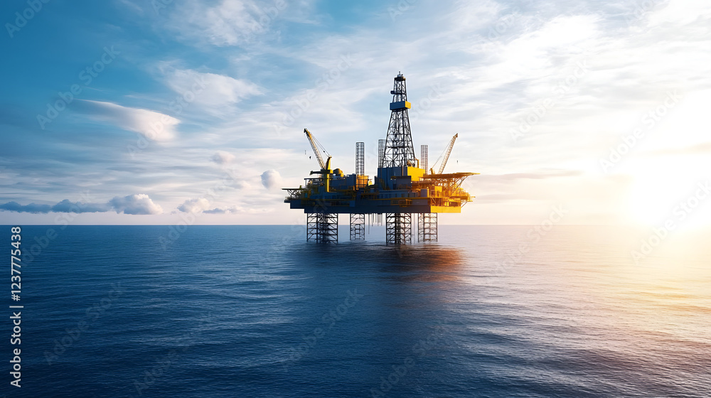 Oil platform on the ocean, offshore drilling for gas and oil, with industrial structures and ocean backdrop, symbolizing energy production in a marine environment.
Oil platform on the ocean, offshore drilling for gas and oil, with industrial structures and ocean backdrop, symbolizing energy production in a marine environment.