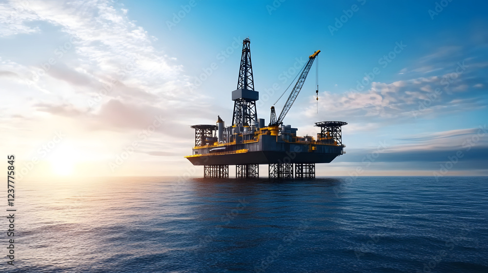 Oil platform on the ocean, offshore drilling for gas and oil, with industrial structures and ocean backdrop, symbolizing energy production in a marine environment.
Oil platform on the ocean, offshore drilling for gas and oil, with industrial structures and ocean backdrop, symbolizing energy production in a marine environment.