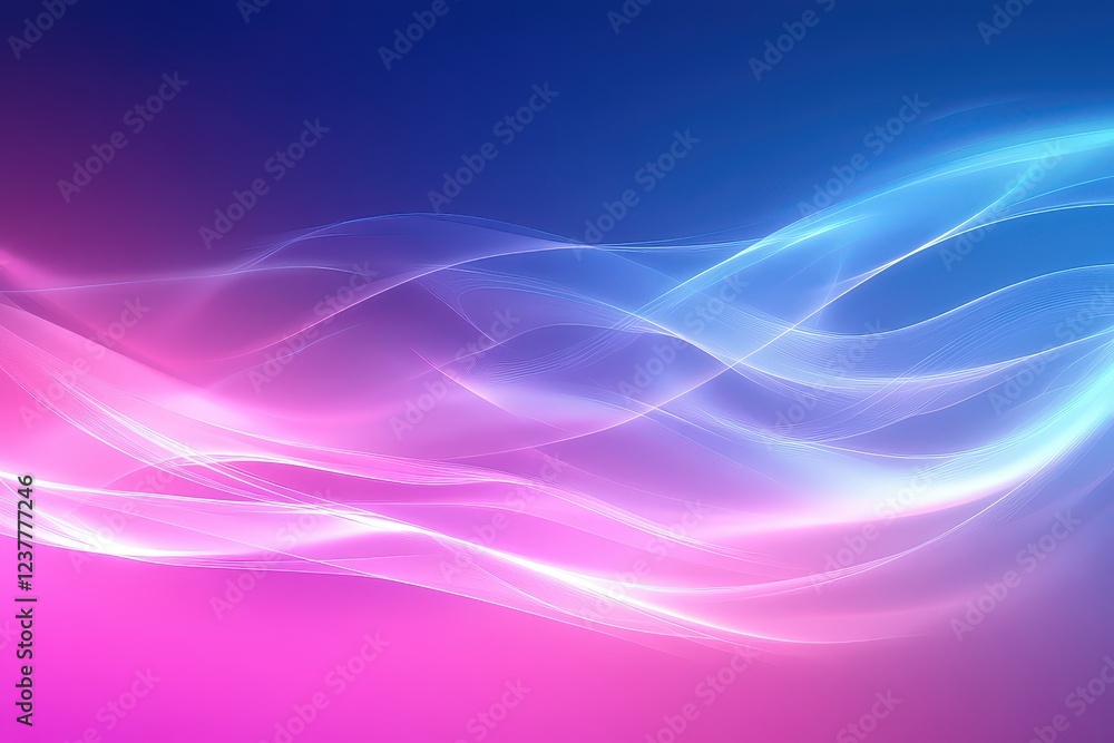 Fototapeta premium Abstract waves of blue and pink light flowing gracefully across a smooth gradient background