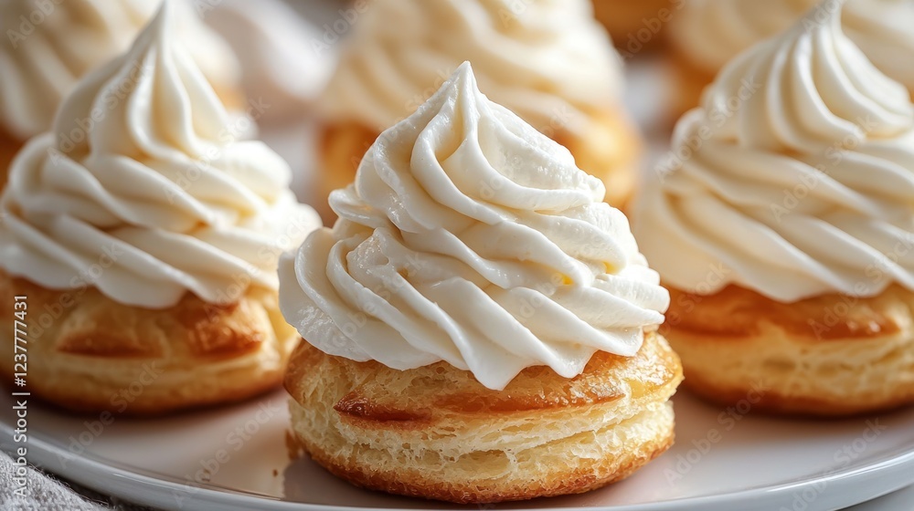 Cream puffs, pastry, dessert, kitchen, plate, closeup, delicious, food photography, bakery, sweet Cream puffs, pastry, dessert, kitchen, plate, closeup, delicious, food photography, bakery, sweet