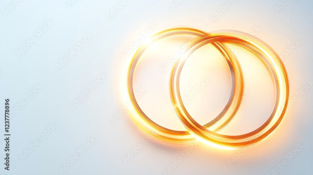 Golden wedding rings with a shiny effect, white isolated background. Golden wedding rings with a shiny effect, white isolated background.