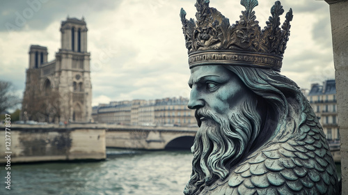 French travel landmark icon with tourist sight of Paris. Arc de Triomphe, Notre Dame Cathedral and Sainte Chapelle, Pantheon and Church of St Eustache linear symbol for tourism design photo