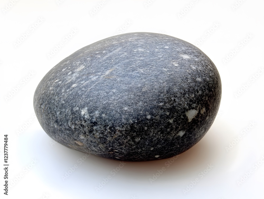 Smooth Gray River Rock, Polished Stone, Natural Texture, Isolated Background Smooth Gray River Rock, Polished Stone, Natural Texture, Isolated Background
