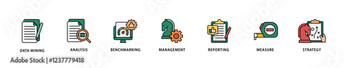 Business failure icon set flow process which consists of poor management, crisis, warning, revaluation and liquidation icon live stroke and easy to edit .
