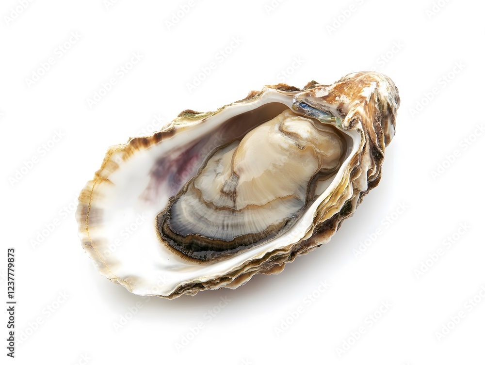 Naklejka premium Fresh Single Oyster Shell, Raw Seafood Delicacy, Gourmet Food