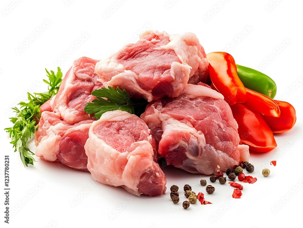 Raw Lamb Chops, Peppers, Parsley, Spices Fresh Meat Ingredients Raw Lamb Chops, Peppers, Parsley, Spices Fresh Meat Ingredients