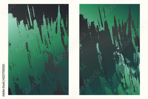 Watercolor or ink strokes in a grunge style banner template. Green grunge design template with strokes. Perfect for adding an edgy and textured look to banners, posters, and creative designs. 