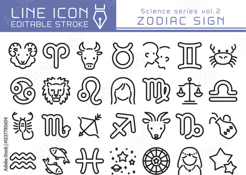ラインアイコン　科学シリーズvol.2　12星座のマーク