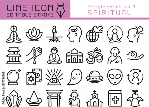 ラインアイコン　ライフスタイルシリーズvol.8　スピリチュアル・宗教