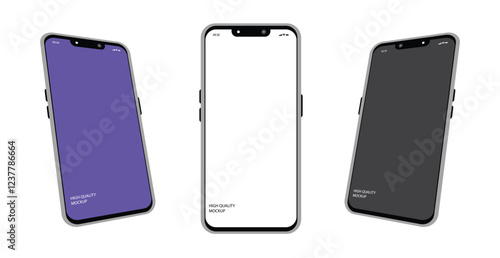 Realistic smartphone mockup. Mobile phone vector with isolated on white background. Device front view. 