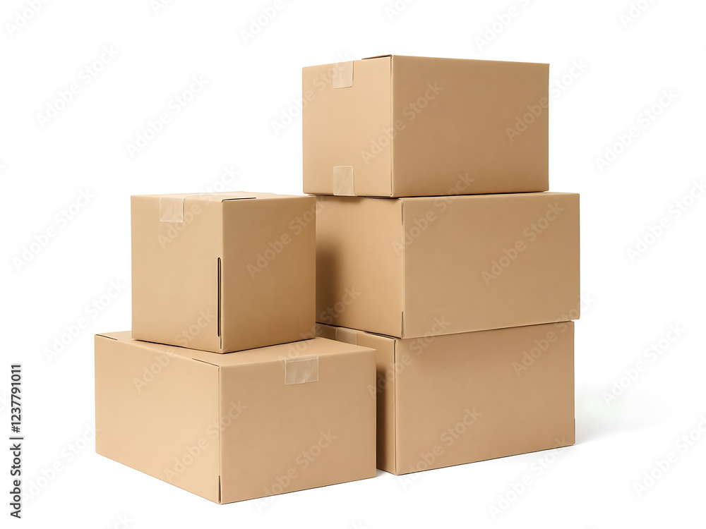 Stacked cardboard boxes isolated on white background Stacked cardboard boxes isolated on white background