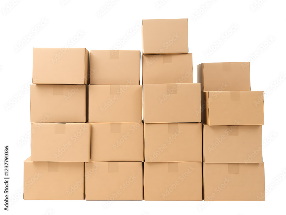 Stacked cardboard boxes isolated on white background Stacked cardboard boxes isolated on white background