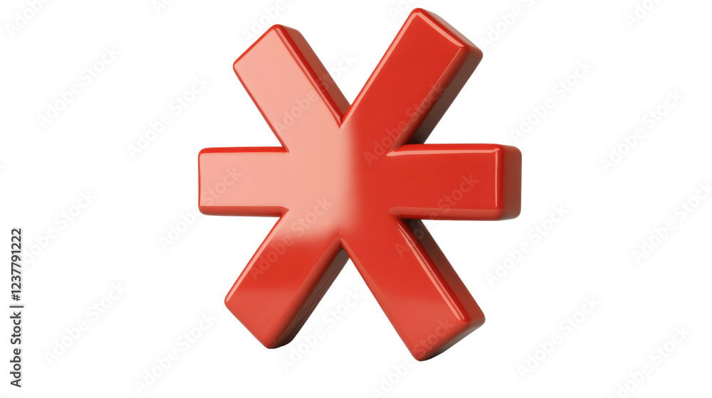 Obraz premium Red Asterism sign isolated on white background 