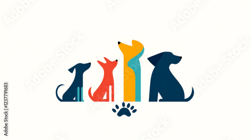 A colorful illustration featuring various stylized dog silhouettes, highlighting their playful and friendly nature.