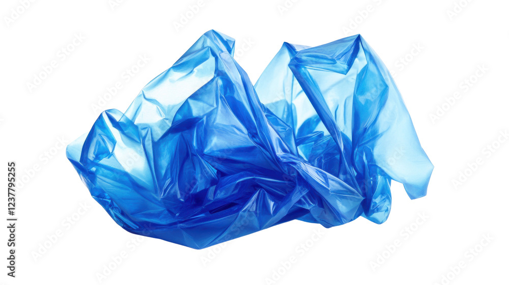 Fototapeta premium Blue Polythene bag isolated on white background 