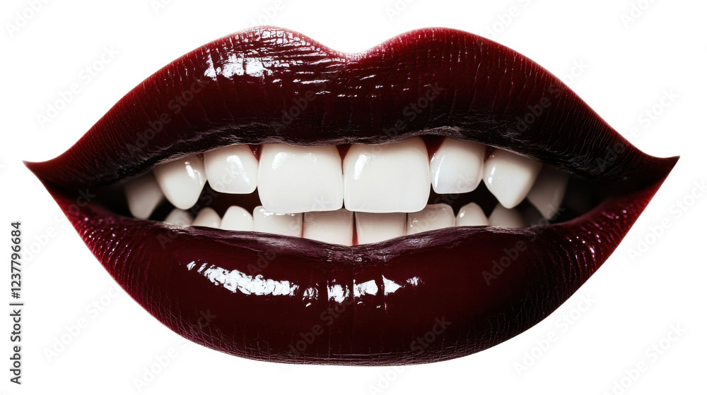 Obraz premium Red lips isolated on white background