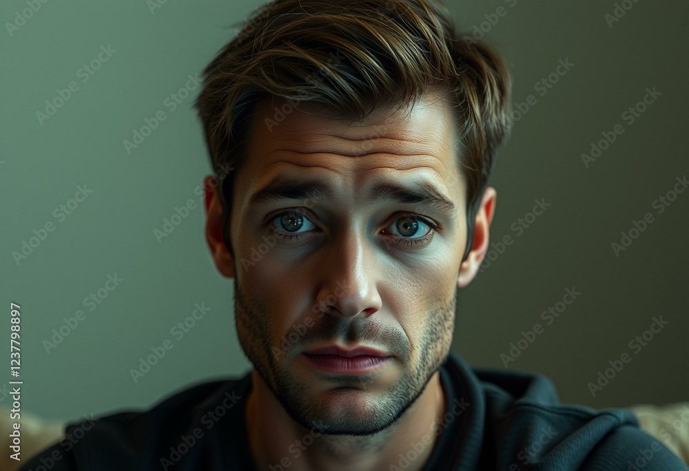 Fototapeta premium Tired male portrait with circles under eyes