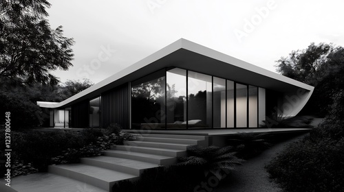 Modern Minimalist House Design: A Monochromatic Architectural Masterpiece photo