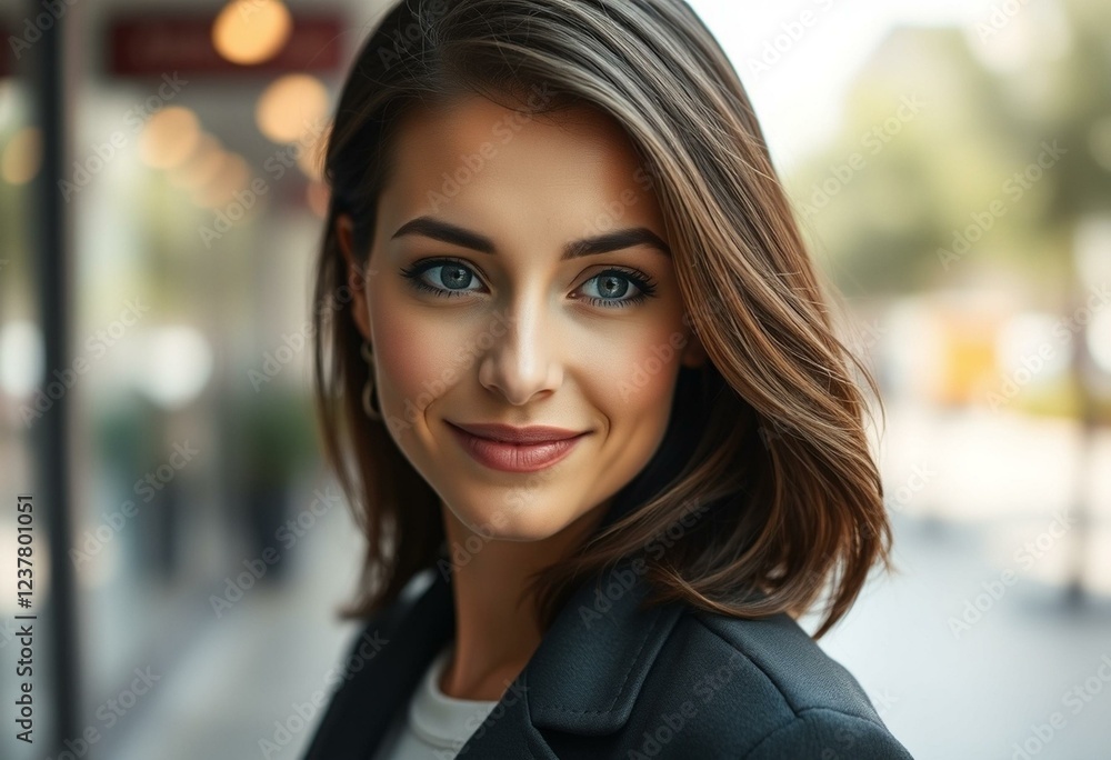 Obraz premium Stylish woman in natural light with blurred background