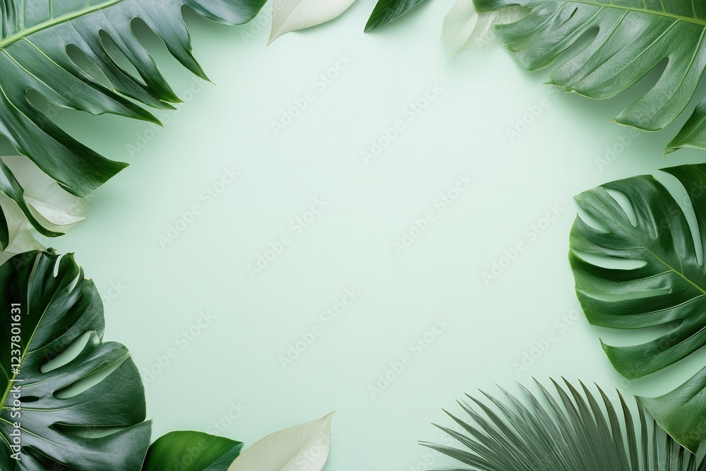 A pink background with green leaves and a white line, with ample copy space for text. A pink background with green leaves and a white line, with ample copy space for text.