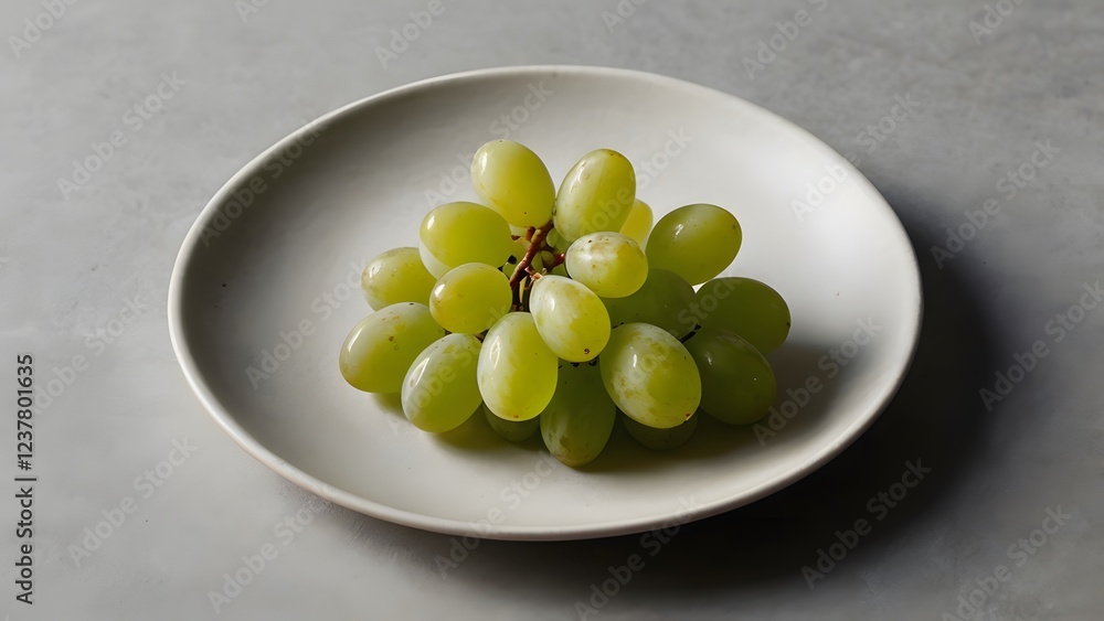 Fresh Green Grapes on a White Plate – Minimalist Food Photography Fresh Green Grapes on a White Plate – Minimalist Food Photography